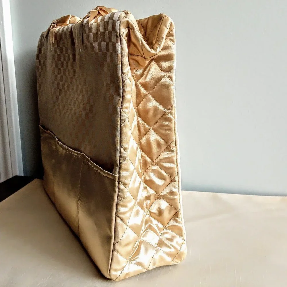NaRaYa Gold Satin Bag with Braided Double Handle